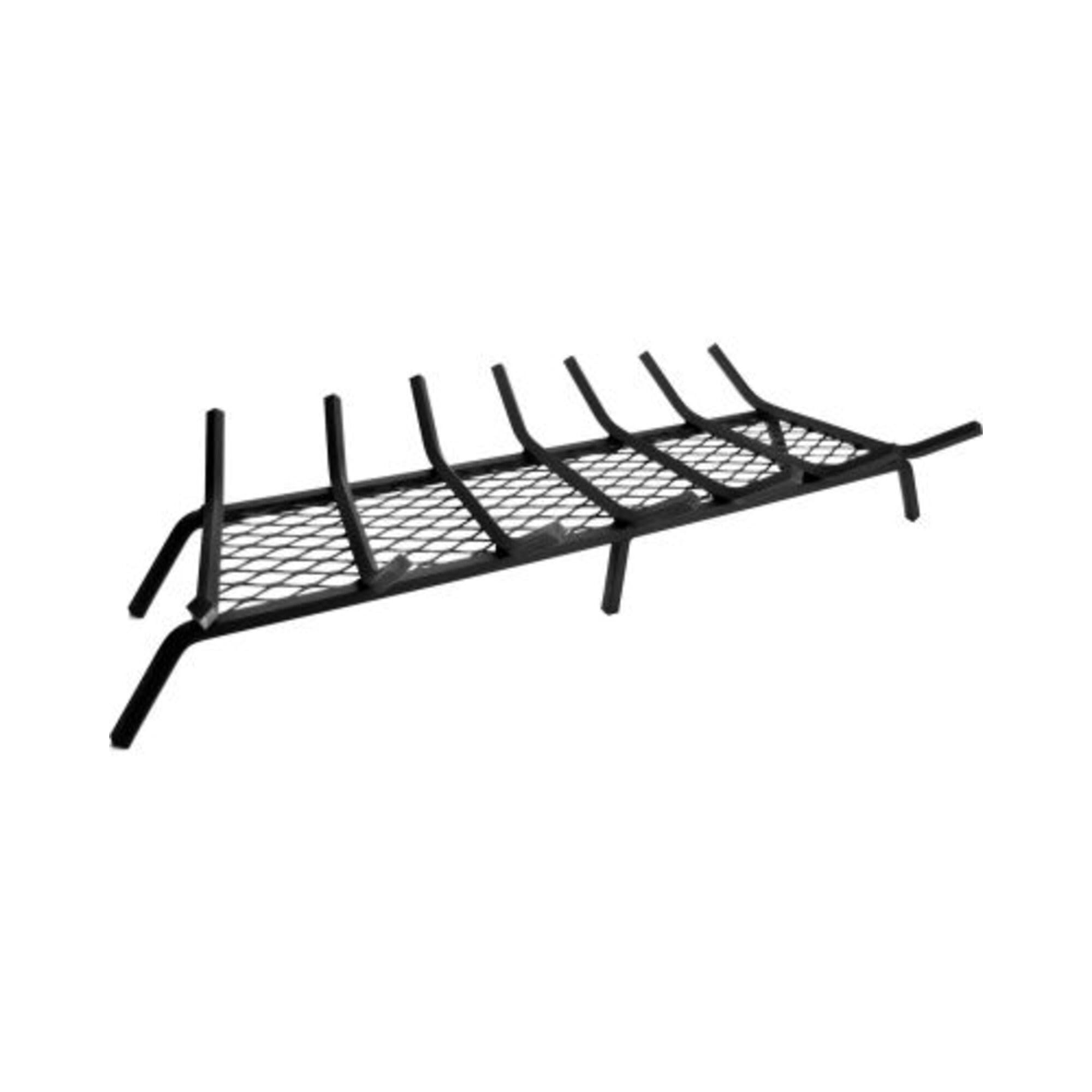 1/2" Solid Steel Pleasant Hearth Fireplace Grates With Ember Retainer, Black, 36-Inch
