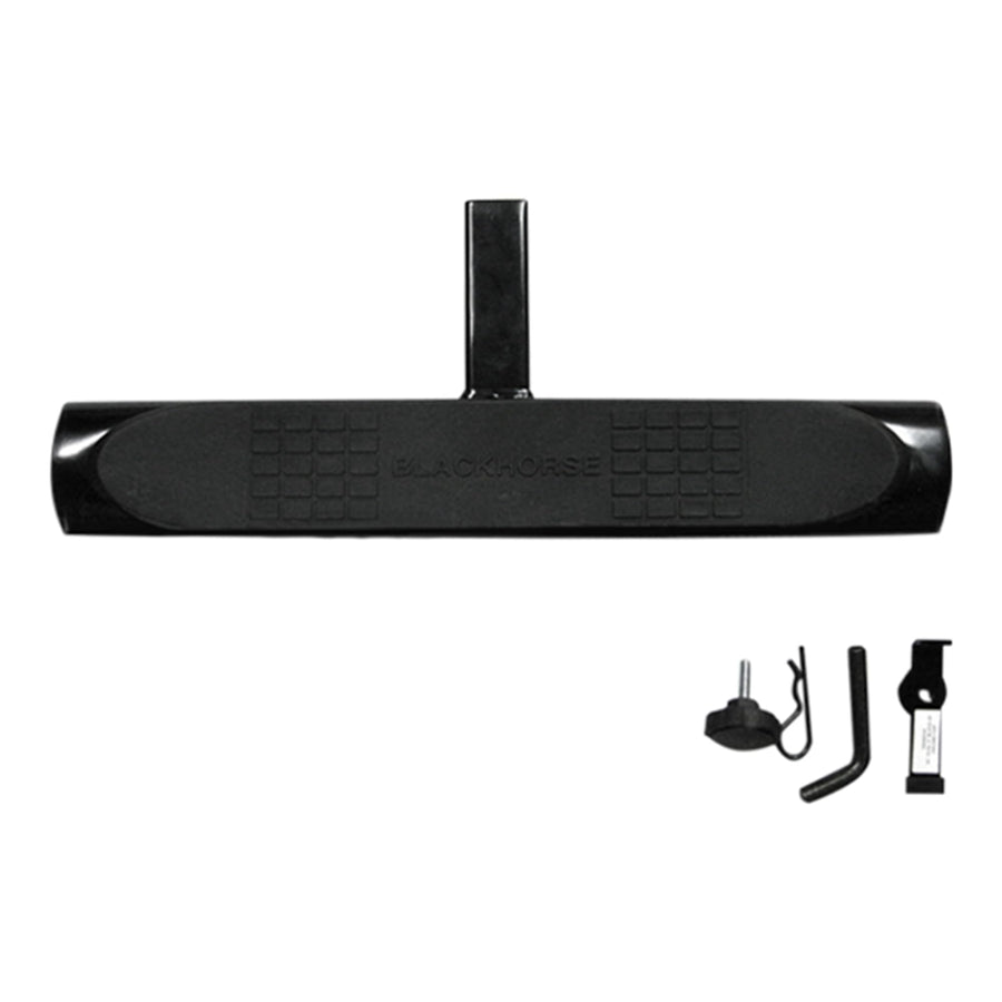 4.5" Black Oval Hitch Step Black Horse Rear Bumper Guard Compatible with Trucks and SUVs Equipped with 2" Receivers-HS28OVA