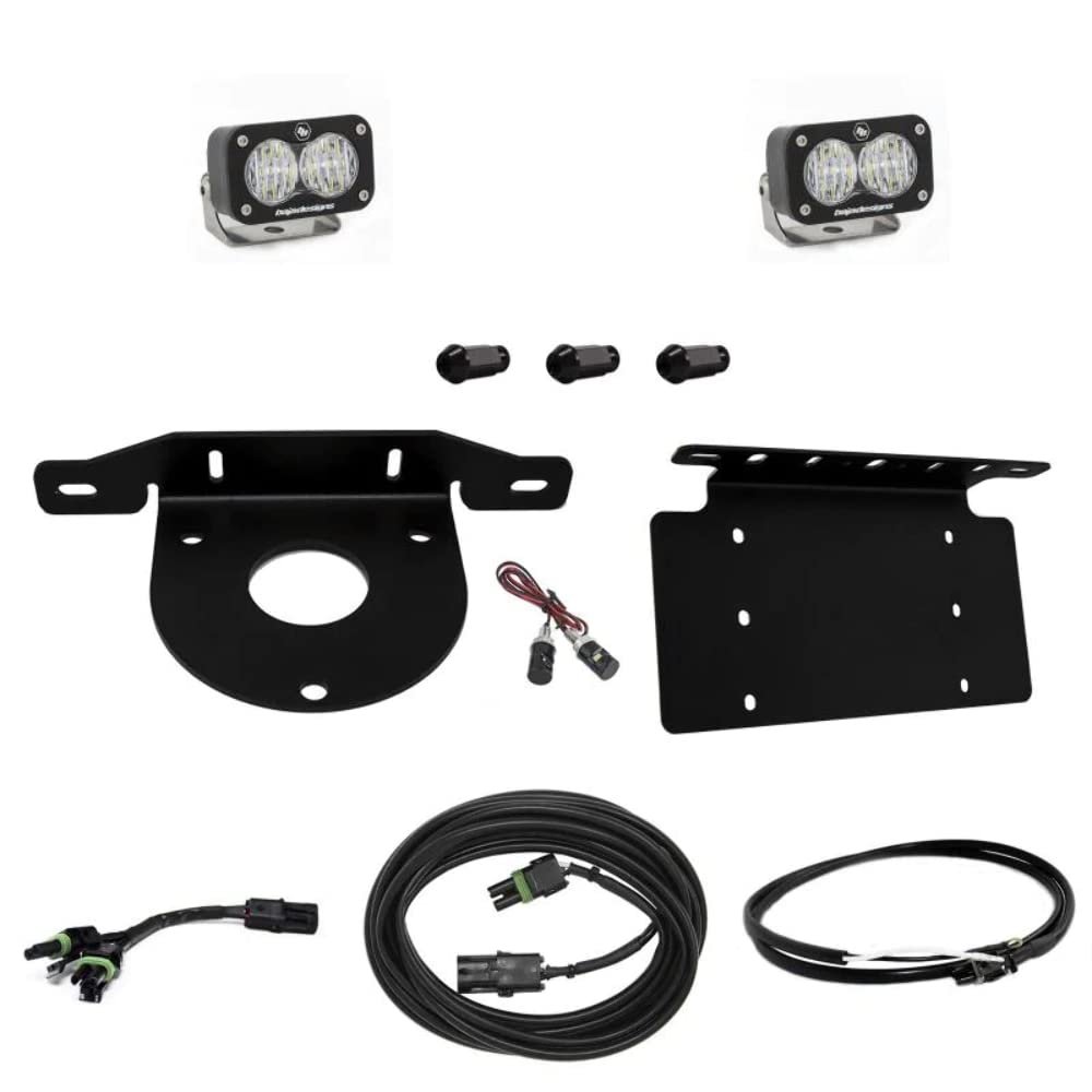 44-7765-UP BAJA DESIGN - Reverse Mounted S1 Series 2x20W Square Wide Cornering Beam LED Light Kit, with License Plate and Upfitter (447765UP)