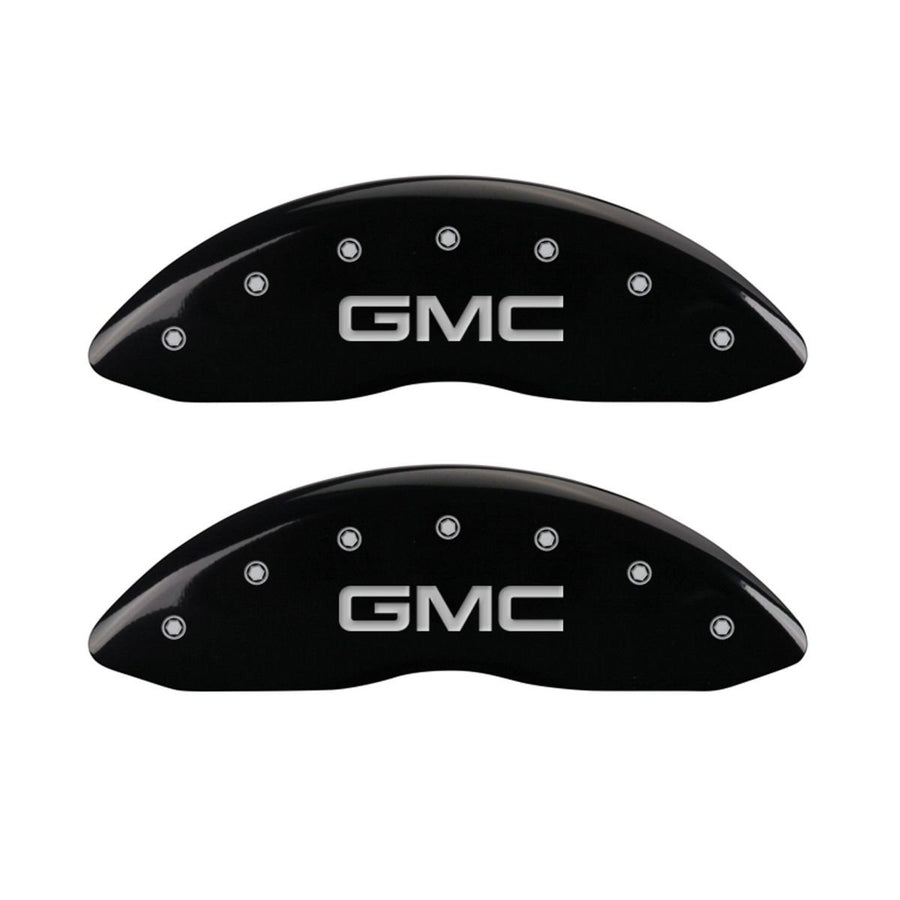 GMC Black Caliper Covers MGP 34208SGMCBK - Engraved Front & Rear44; Set of 4