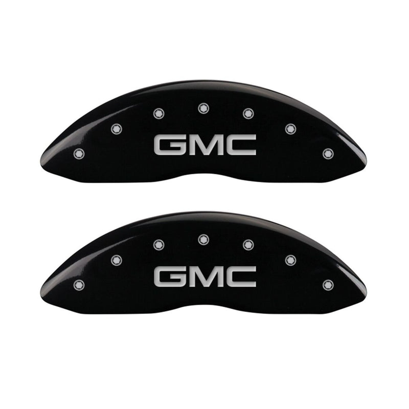 GMC Black Caliper Covers MGP 34208SGMCBK - Engraved Front & Rear44; Set of 4