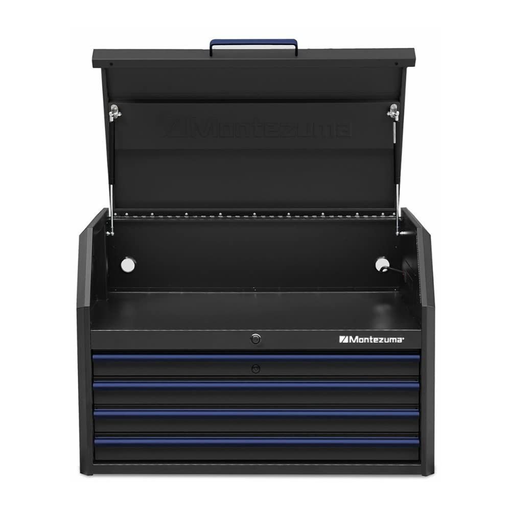 Montezuma Tool Box - 36" X 24" Tool Chest With 4 Drawer Multiple Power Outlets & Black Powder Coat Finish - M362404CH