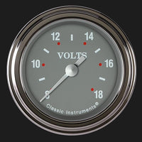 Silver Gray Classic Instruments SG130SLF 2-1/8" Volt Gauge Full Sweep