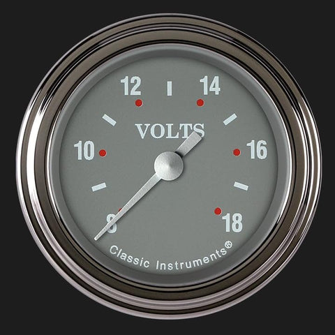 Silver Gray Classic Instruments SG130SLF 2-1/8" Volt Gauge Full Sweep