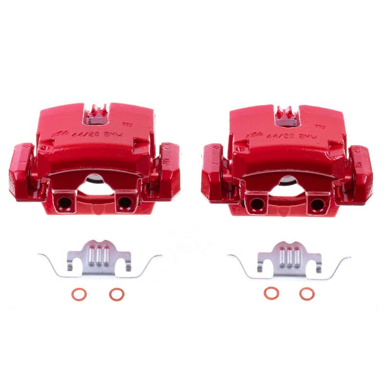Power Stop Pair of High-Temp Red Powder Coated Rear Calipers For BMW X5 2007-2018, BMW X6 2008-2019 [Model Specific]