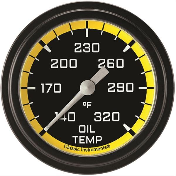 AX328YBLF Classic Instruments AutoCross Yellow 2-5/8" Oil Temperature Gauge