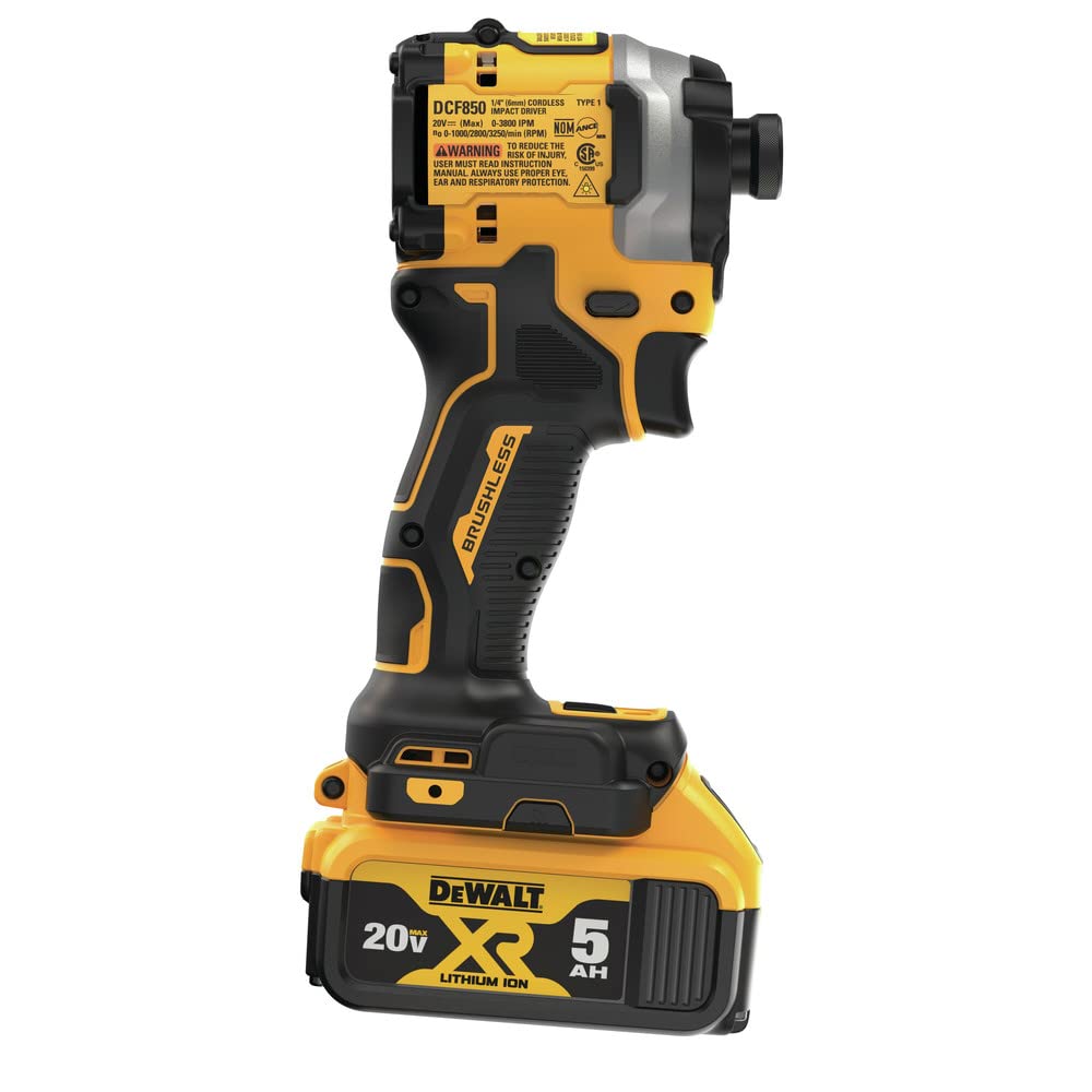 20V MAX DEWALT ATOMIC 1/4 in. Brushless Cordless Impact Driver Kit with Battery and Charger Included (DCF850P1)