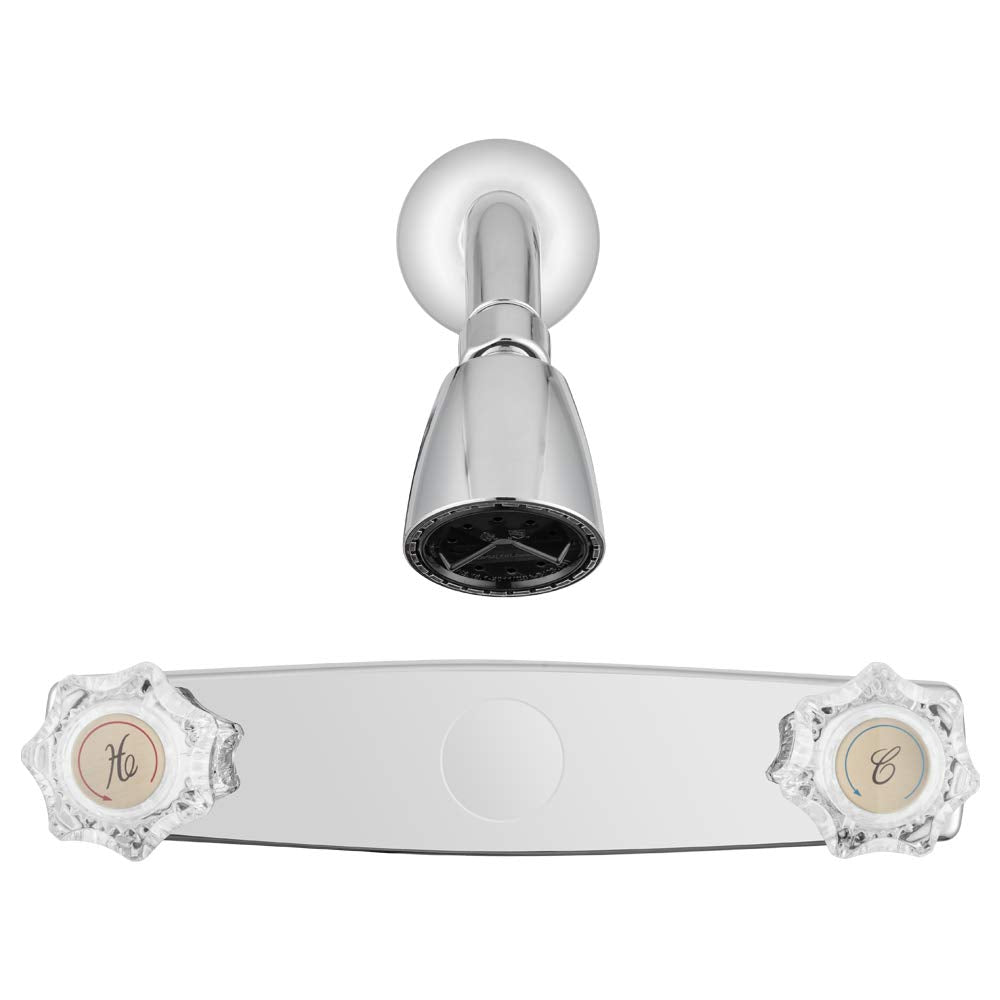 Dura Faucet Shower Faucet Economical with Classic Clear Acrylic Knobs and Shower Head (Chrome Polished)