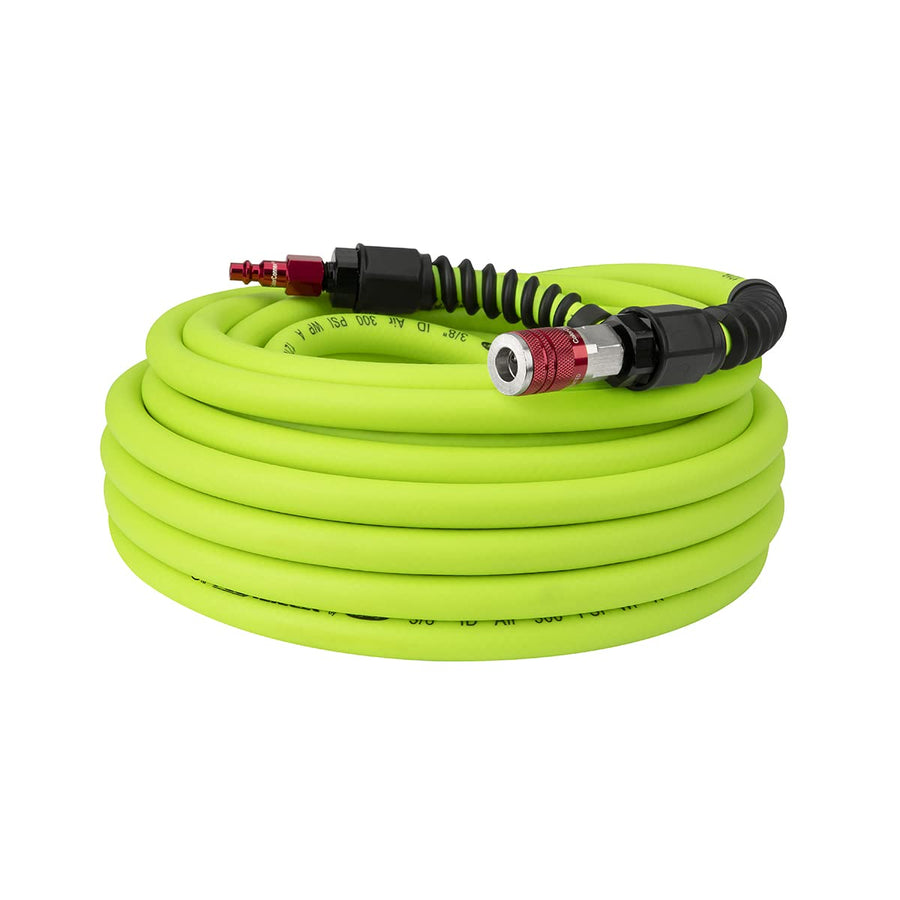 Flexzilla Pro Air Hose with Industrial Type D ColorConnex Coupler and Plug, 3/8 in. x 50 ft. - HFZP3850YW2-D