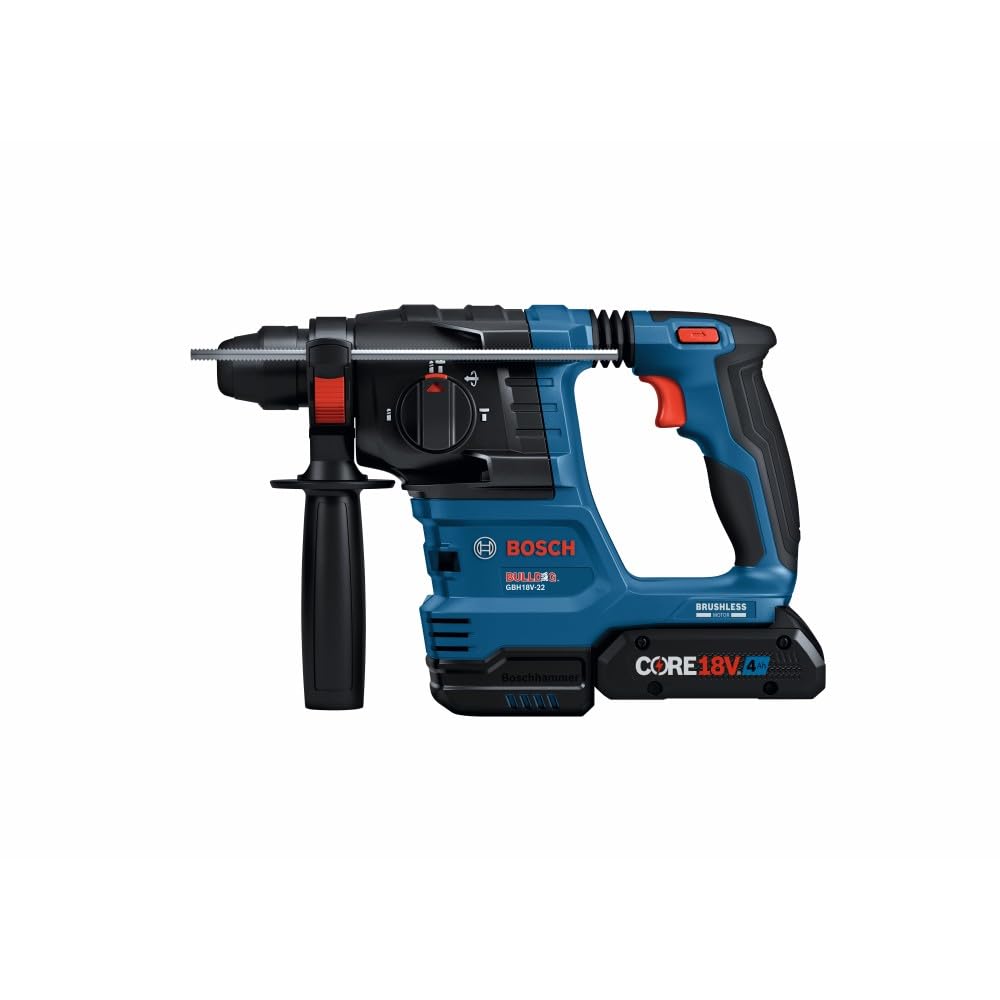 Bosch 18V GBH18V-22K24 Brushless SDS-plus® Bulldog™ ¾ In. Rotary Hammer Kit with (2) CORE18V® 4 Ah Advanced Power Batteries