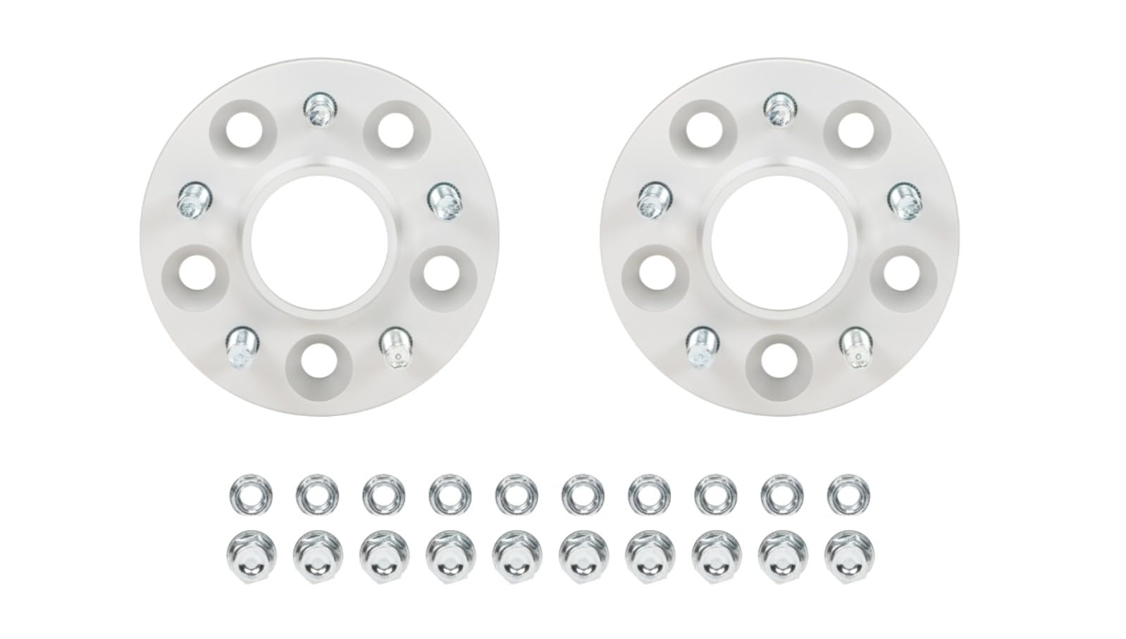 Eibach Wheel Spacer, 16 mm Thick, 5 x 114.3 mm Bolt Pattern, Lug Nuts Included, Aluminum, Clear Anodized, Compatible with Tesla Model 3 2017-23 / Tesla Model Y 2020-25, Pair