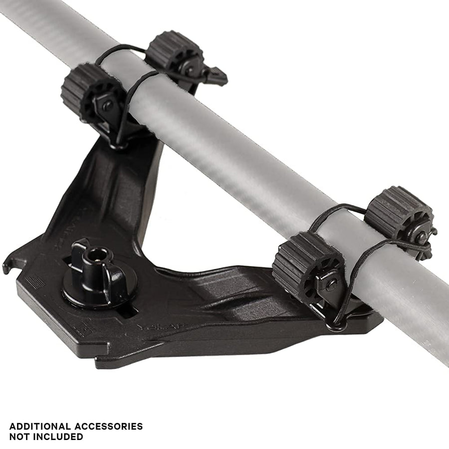 YakAttack DoubleHeader with Paddle Holders Dual RotoGrip | Offset Kayak Paddle Holder | Multi-Accessory Track Mount | Includes SnapNStrap Tethers | Compatible with GearTrac & Most Kayak Tracks