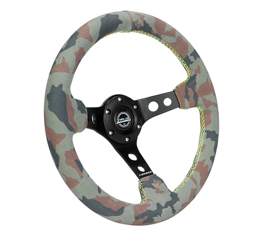 NRG Innovations New Reinforced Deep Dish Steering Wheel RST-006MB-S-CAMO + U.S. Performance Lab Air Freshener