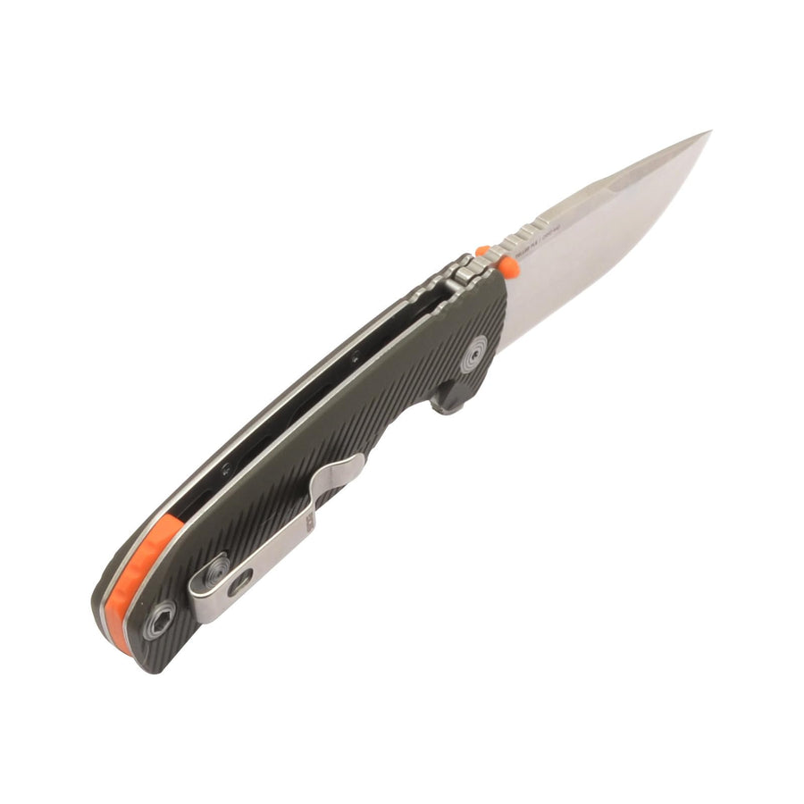 SOG FLK Tellus Daily Outdoor Full-Sized Frame Lock Folding Knife | GRN Handle | CRYO 440C Stainless Steel Blade | Reversible Pocket Clip, Olive Drab, Blister Pack