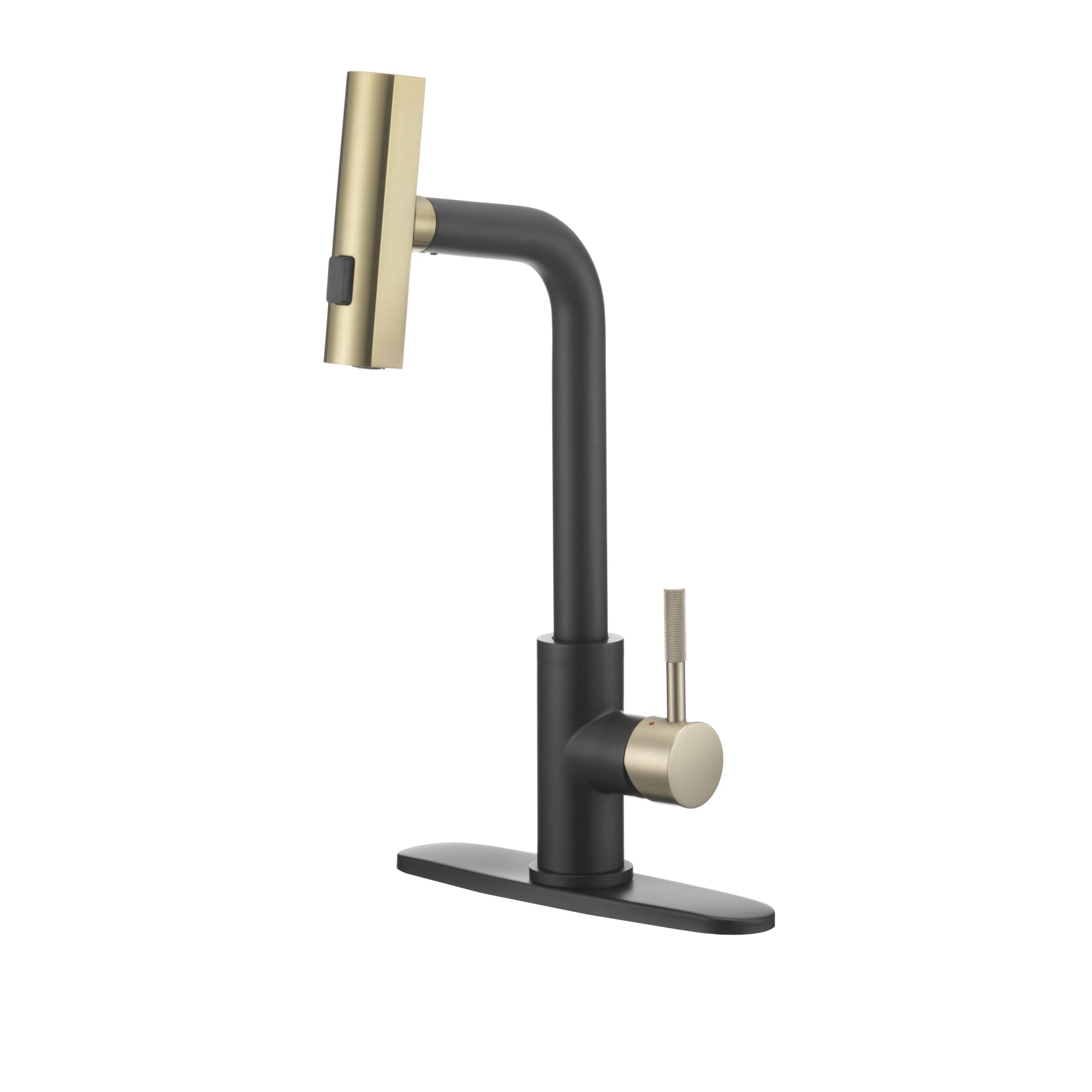 Dura Faucet Rainfall (DF-MK511X-MBMG) RV Kitchen Faucet – Matte Black/Matte Gold, Dual-Mode Rotating Spray Head (Wide Waterfall & Stream), Single Lever Handle, Lead-Free, Easy Install Sink Faucet