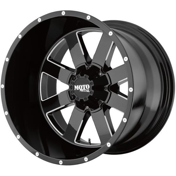 20x12 Moto Metal MO96221280344N Gloss Black Milled with -44mm Offset and 8x165.10 Bolt Pattern