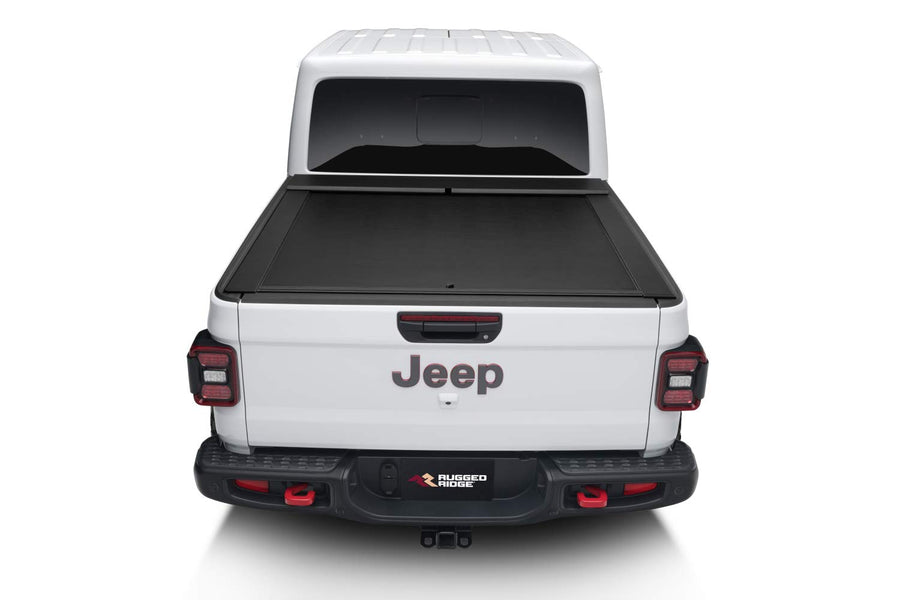 Rugged Ridge Retractable Armis Locking Tonneau Cover for Jeep Gladiator JT | Weather Resistant, Full Bed Access | 13550.31 | Fits 2020-2025 Jeep Gladiator JT w/ Trail Rails
