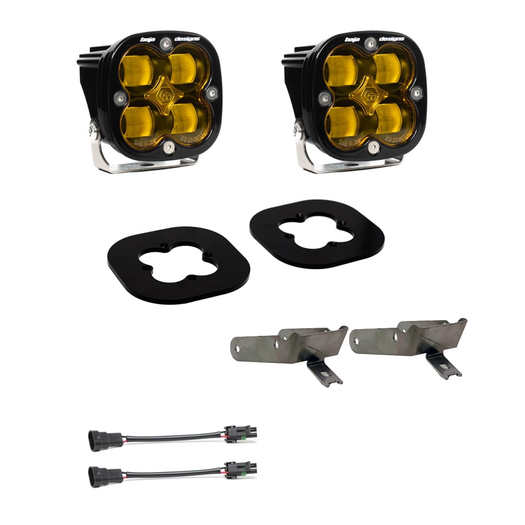 Baja Designs Fog Pocket Light Kit Squadron SAE LED for Ford F-250/350 Super Duty 2011-16 Truck (SAE Fog; Amber)