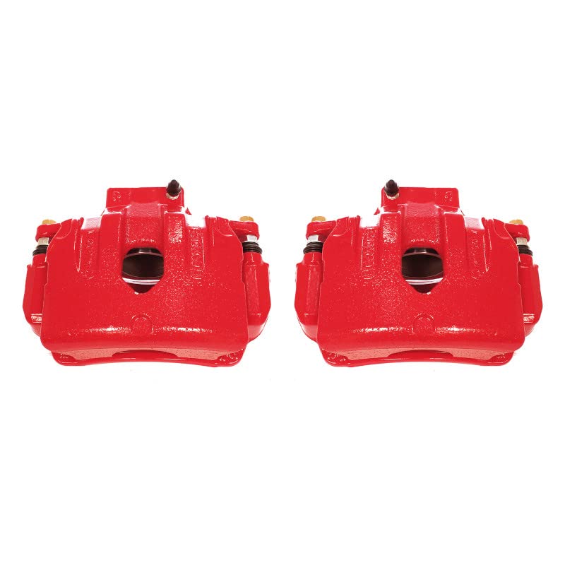 Power Stop Pair of High-Temp Red Powder Coated Front Calipers For Hyundai Genesis Coupe 2010-2016 [Model Specific]