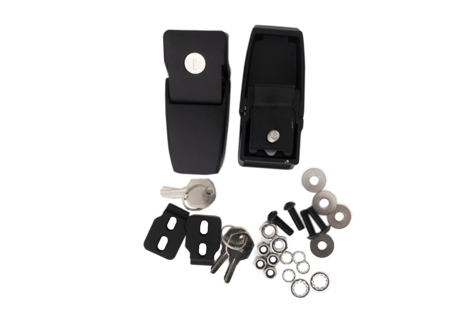 Locking Hood Catch Kit RAMPAGE PRODUCTS for Jeep Wrangler JL | Pair, Stainless Steel, Black Powdercoat | 76337 | Fits 2018-2025 Jeep Wrangler JL/JLU / 2020-2025 Jeep Gladiator JT