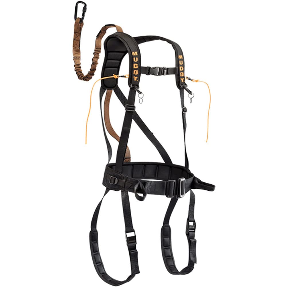 Muddy Tree Stand Hunting Safety Systems Lightweight Padded Nylon Quick-Release Safeguard Harness, Large