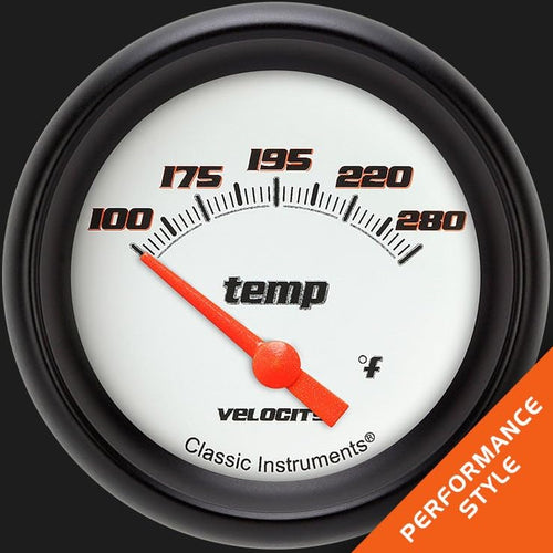 Velocity White Classic Instruments 2 5/8 in Water Temperature Gauge VS226WBLF-04 1/4