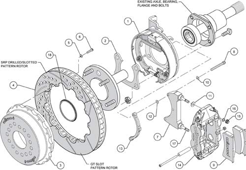 Rear P-Brk Kit, FNSL4R, 12.88", Red