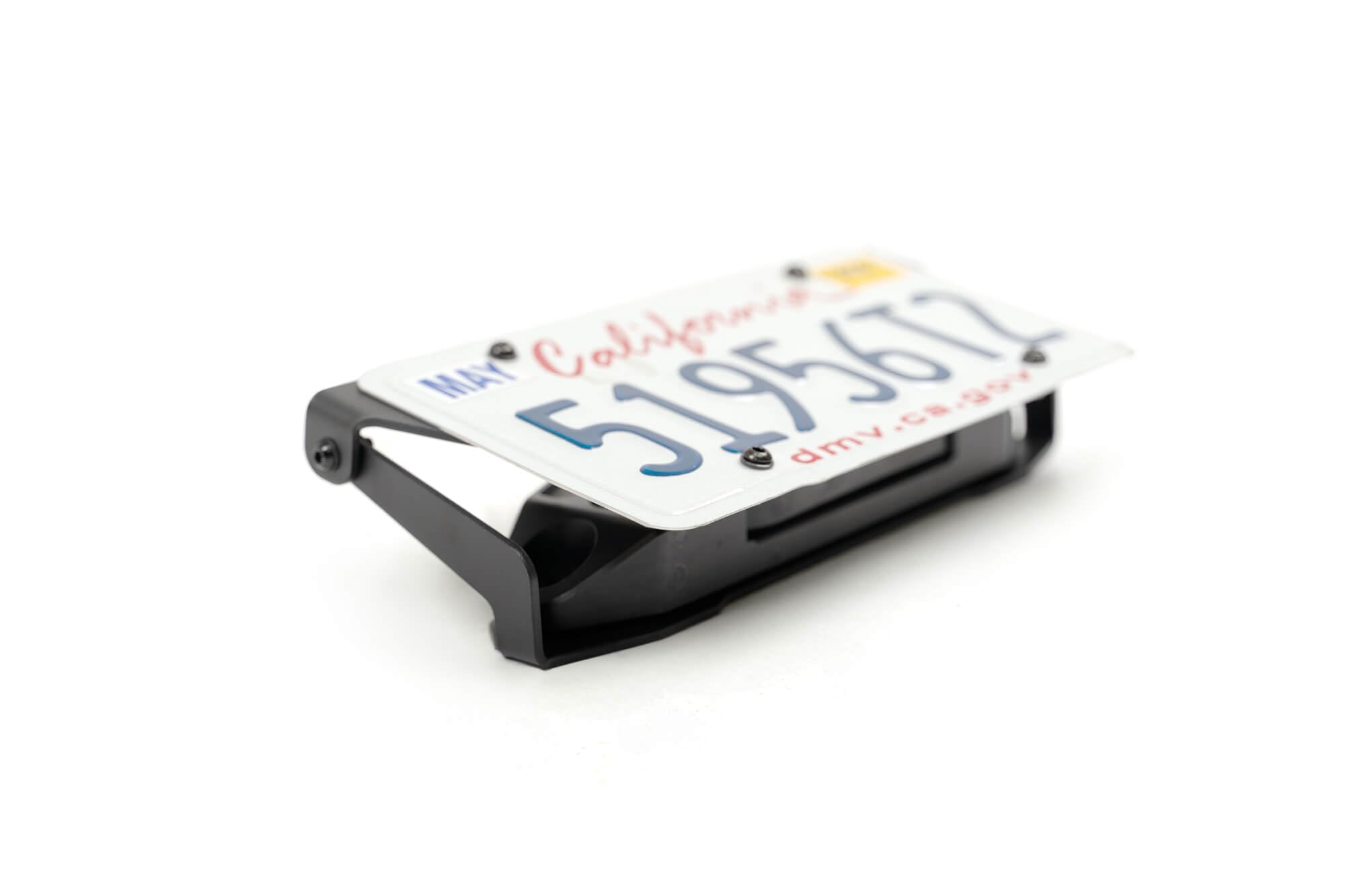 Flip-up Fairlead Mounted License Plate Bracket | Universal Design Compatible with Flat Standard Fairlead Mounts | Flips Up & Out of The Way to Provide Access to The Winch Rope