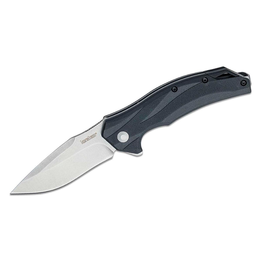 Lateral Kershaw Folding Pocket Knife, 3.1 inch Stonewashed Blade, Pocketclip,BLACK