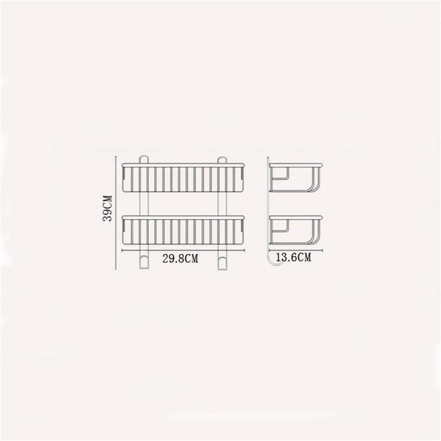 Doubledeck Allcopper Basket Bathroom Corner Rack Shelves (color : Black)