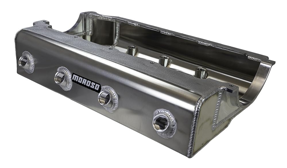 Moroso Aluminum Dry Sump Oil Pan 20037, Fits Big Block Chevy Mark IV Engine, 4 Pick Ups PS, 5" Depth, Hydroplane/Grand Prix Boat
