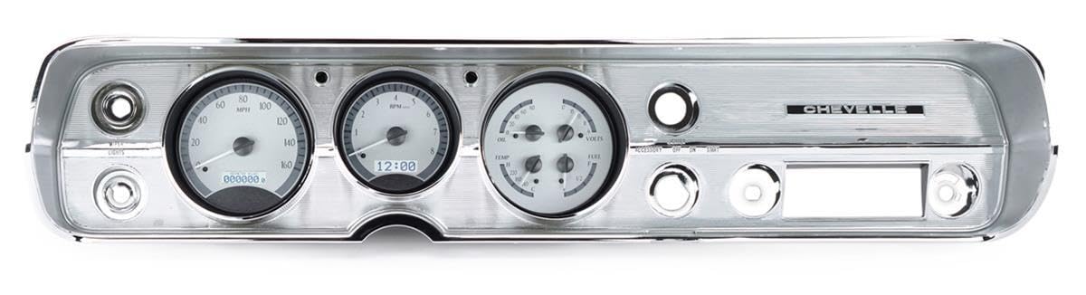Dakota Digital 64 65 Chevy El Camino Chevelle Analog Dash Gauges Kit Silver Alloy White VHX-64C-CVL-S-W