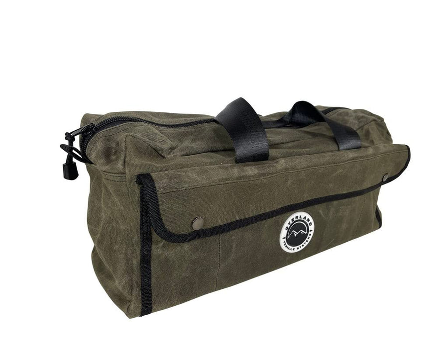 Overland Vehicle Systems Duffle Bag Small With Handle And Straps - #16 Waxed Canvas - Infused with Paraffin Wax Waterproofing - Tear Resistant Fabric