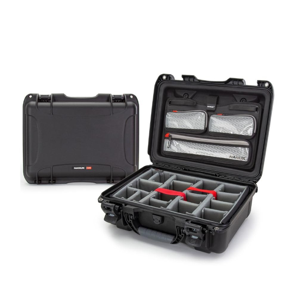 Pro Photo Kit NANUK 925 – Waterproof Travel Camera Hard Case with Padded Dividers & Lid Organizer, 18.7” x 14.8” x 7”, Dustproof & Impact-Resistant Airline Carry-On Approved – Black