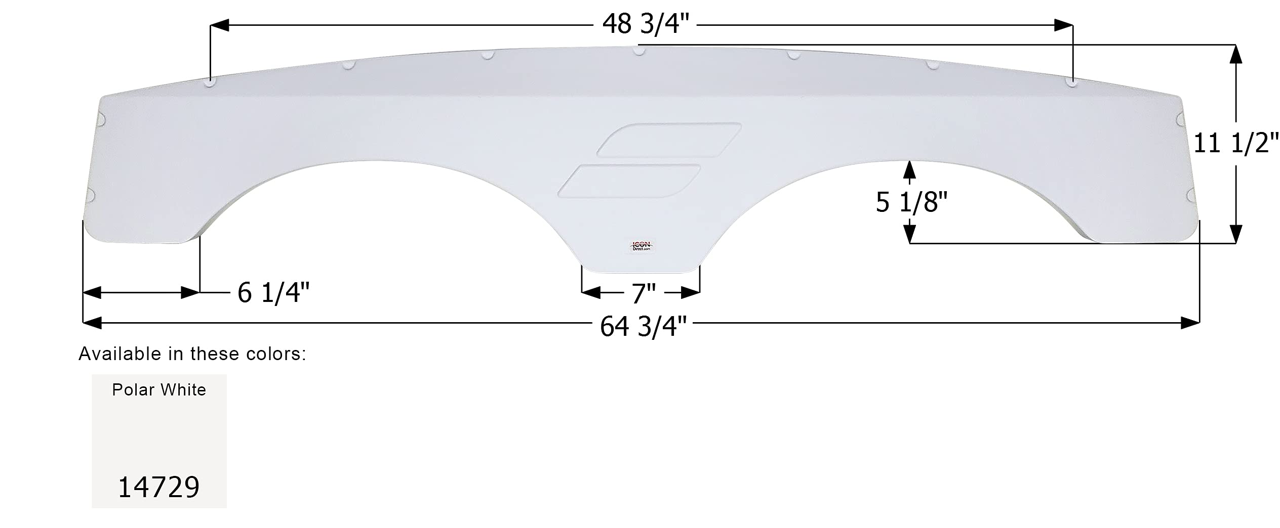 Fender Skirt ICON 14729, Tandem, Starcraft, FS4729, Polar White