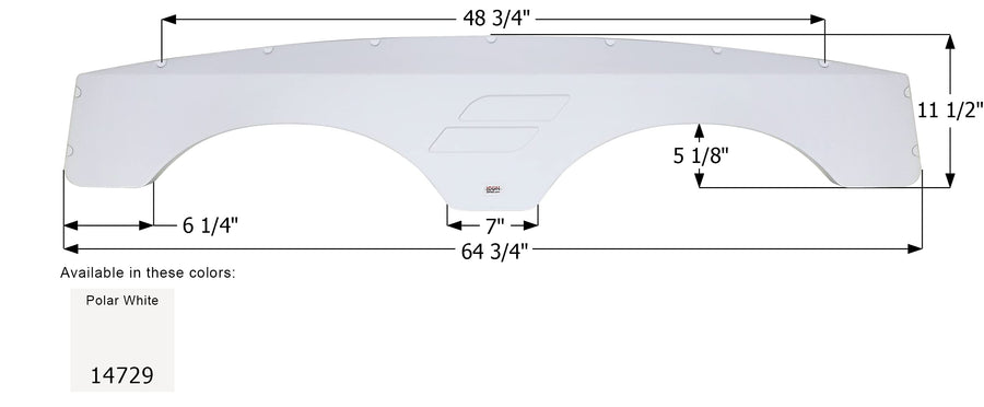 Fender Skirt ICON 14729, Tandem, Starcraft, FS4729, Polar White