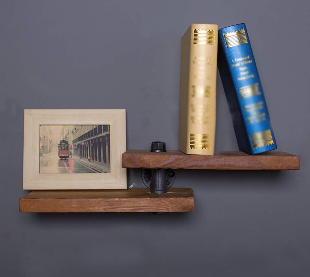 YIMJ American Pipe Coat Rack, Wrought Iron Wall Pipe Retro Background Wood Industry Water Separator Wall Shelves