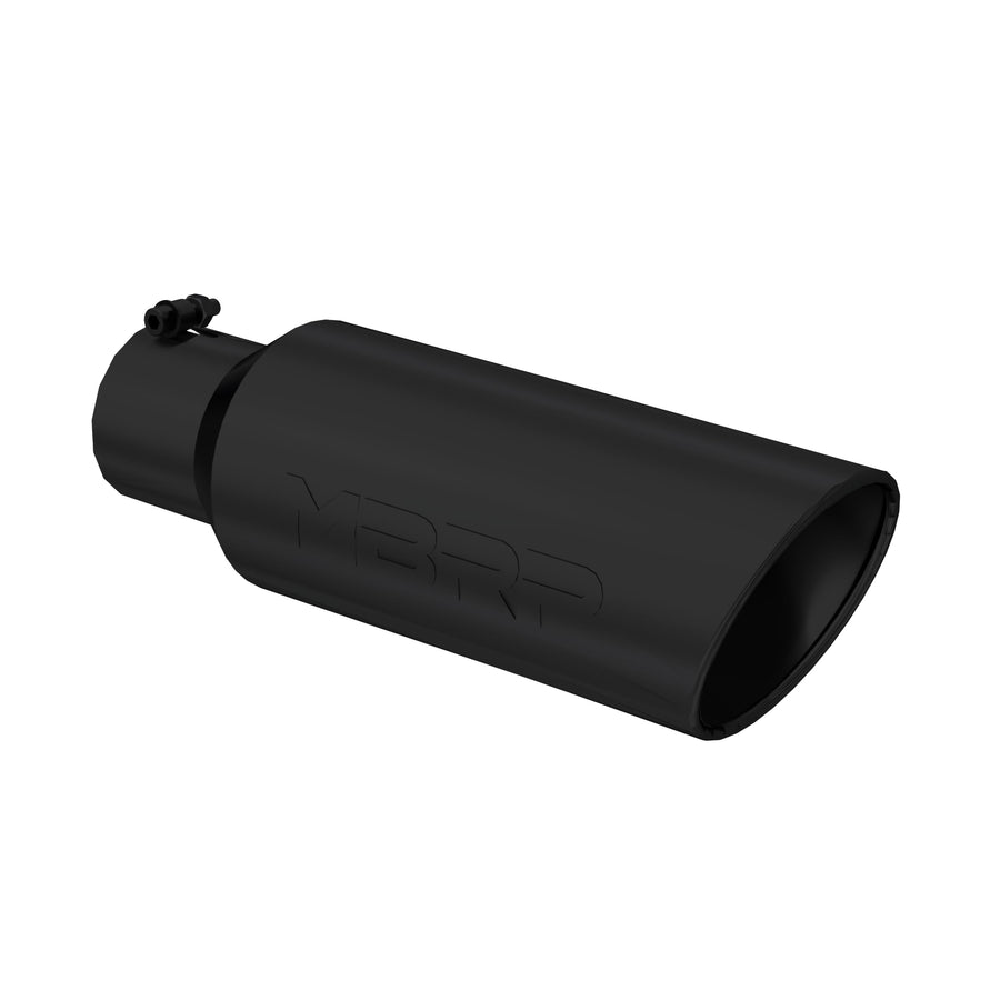 MBRP 6in OD Universal Tip Rolled End 4in Inlet 18in L Black Coated Exhaust Tip