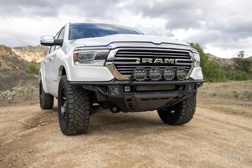 Offroad DV8 Tube Front Bumper for 2019-2025 Ram 1500 | High-Speed Desert & Rock Crawling Styles | Center Light Mount | Prerunner Push Bar w/Light Mounts | Ultra High-Clearance Design | Steel