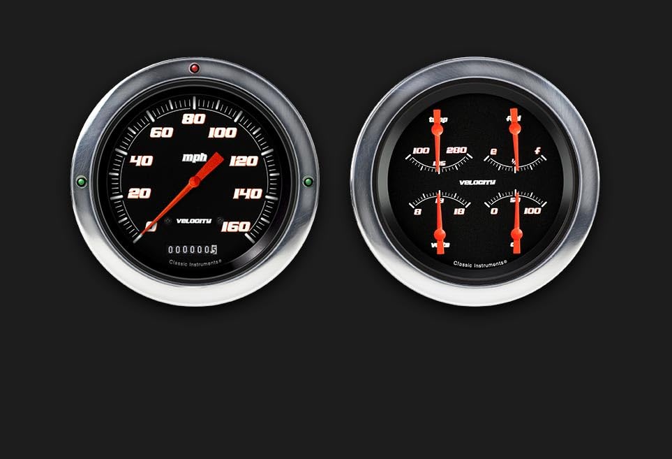 Classic Instruments CT54VSB52-LS Black Velocity Direct Fit Gauge Package LS Swap 4 5/8" Speedometer and Quad Gauge Fits 1954-1955 Chevy Truck