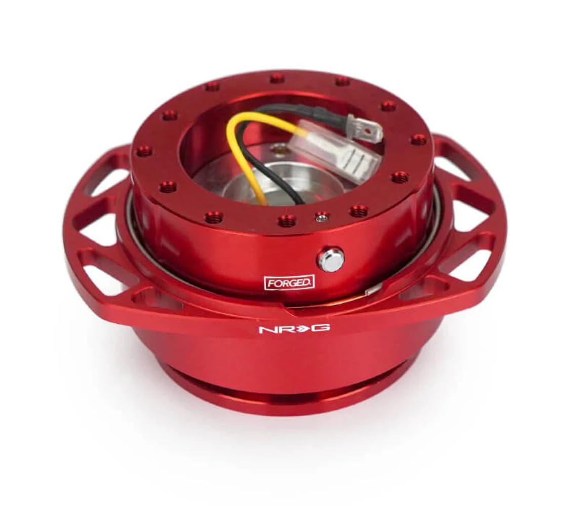 NRG Innovations Gen 2.0 NRG-SRK-257RD-RD Steering Wheel Quick Release Kit Adapter, Red Body/Red Cutout Ring 6x70mm & 6x74mm Bolt Pattern
