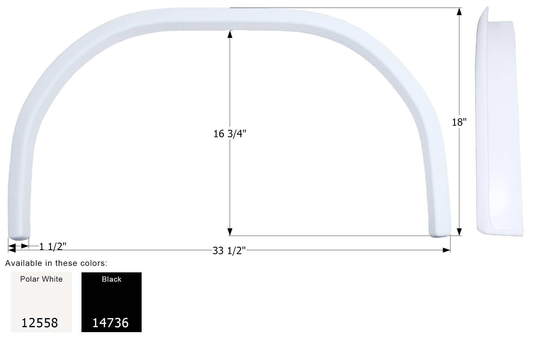 Black ICON 14736 Single Axle Fender Skirt FS2558 for Jayco