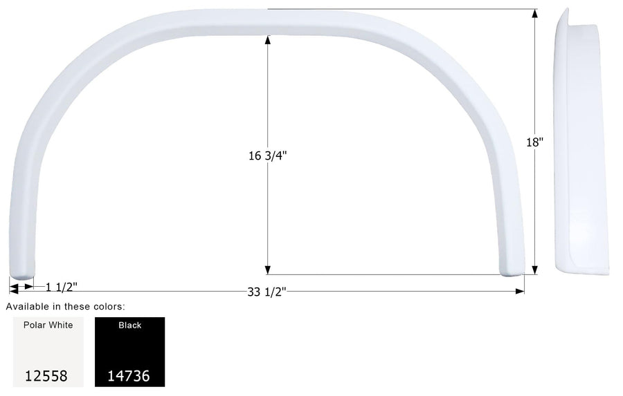 Black ICON 14736 Single Axle Fender Skirt FS2558 for Jayco