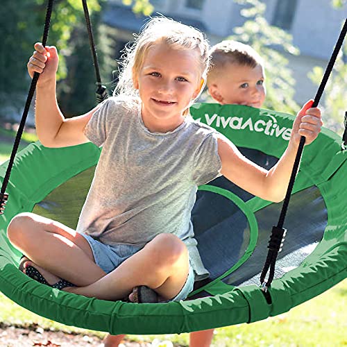 Active Viva Platform Yard Swing, Blue, Casual, Double-Platform Tree Swing, Steel, Polyester