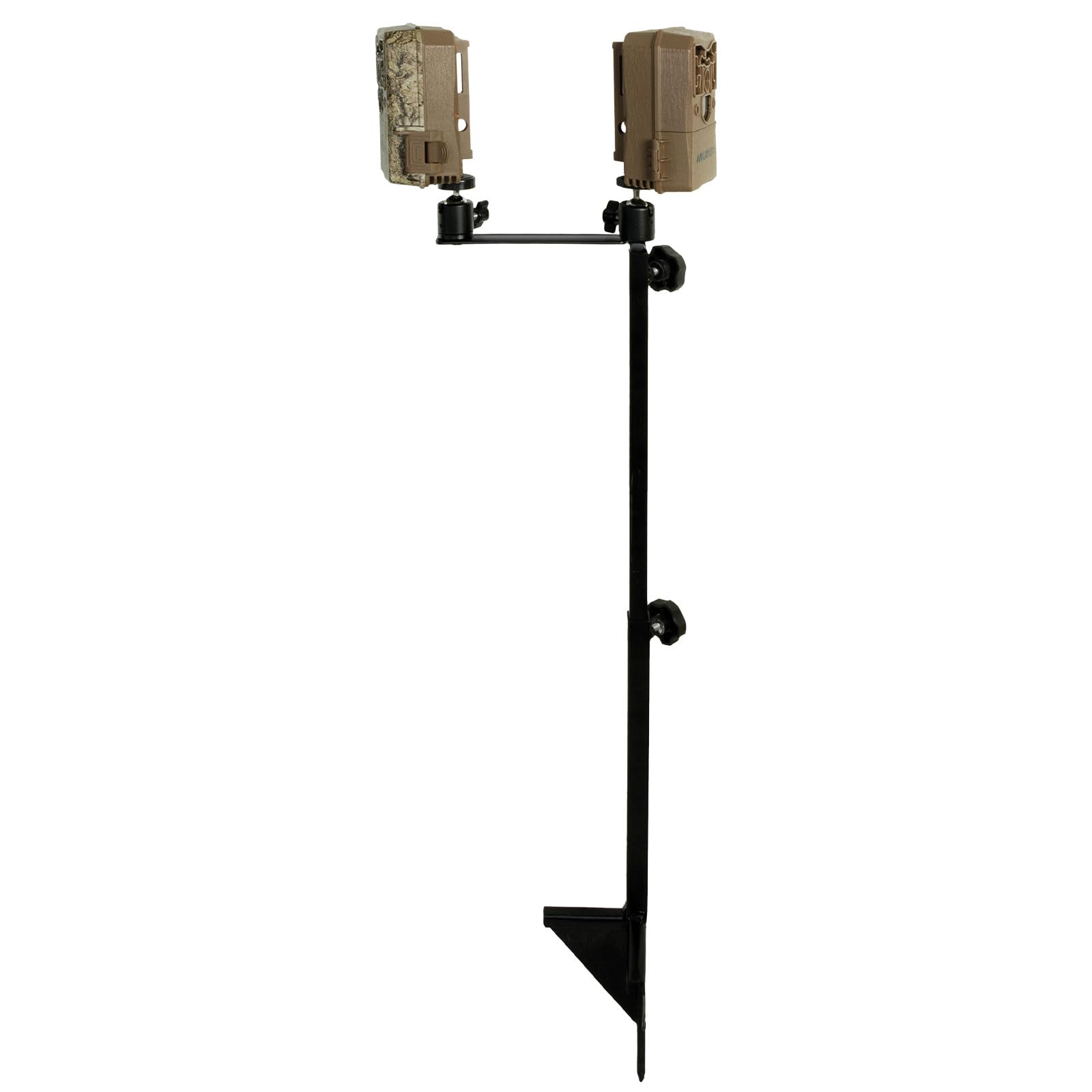 Dual Camera MUDDY Ground Mount with Threaded Receiver, Steel Construction, and 19 to 41-Inch Adjustable Height (Black)