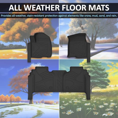 TOTALINER Black Horse Heavy Duty Floor Mat Anti-Skid Black 1.37'' Thickness Compatible with 2019-2023 Chevrolet Silverado 1500 Double Cab-FMCSI19