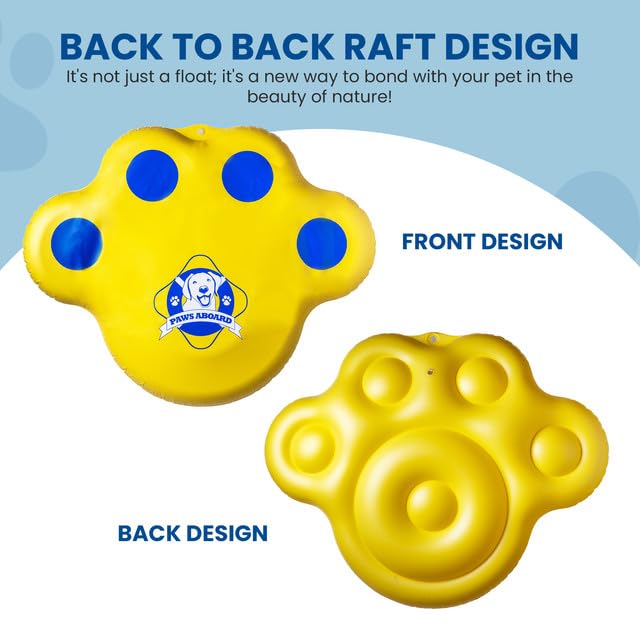 Paws Aboard Floating Durable Doggy Lazy Raft - Heavy-Duty, Puncture Resistant, Vinyl Inflatable Pool Floats for Dogs, Ideal for Swimming Pools, River, Lake, and Boat Adventures - X-Large (70" x 55")
