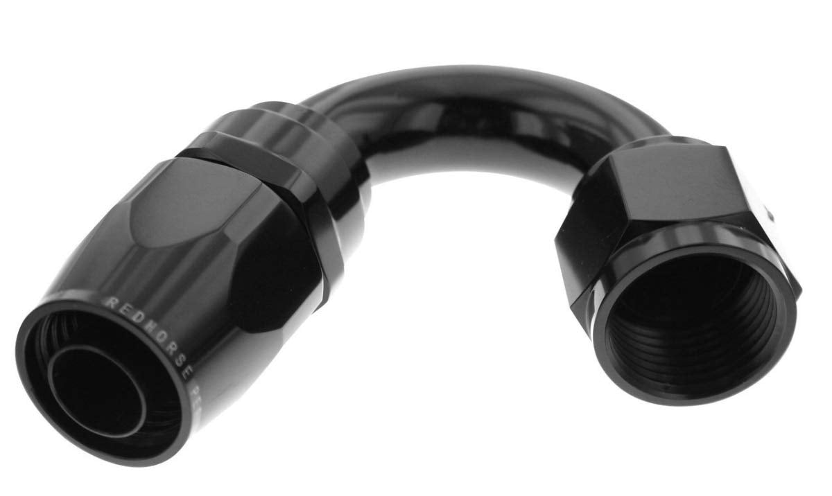 150 Degree Red Horse Performance Double Swivel Hose End-Black 1150-04-2-04