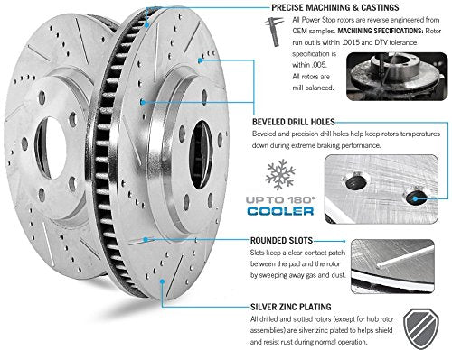 Power Stop AR83092XPR Evolution Front Drilled & Slotted Rotor Pair For Dodge Charger 2014-2023 [Model Specific]