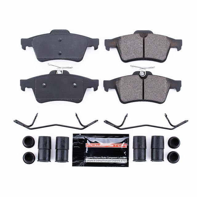 Power Stop Z23-1095 Rear Brake Pads Carbon Fiber Ceramic with Hardware For Cobalt | C-Max Ecosport Escape Focus Transit Connect | S-Type Vanden Plas XJ XK | Mazda 3 | Saab 9-3 [Application Specific]